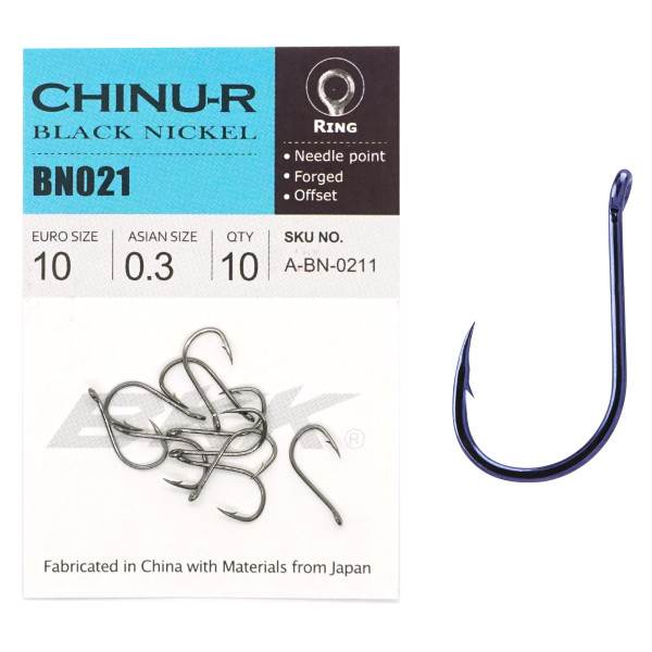 BKK Chinu Hook with Ring 10pcs #0.8