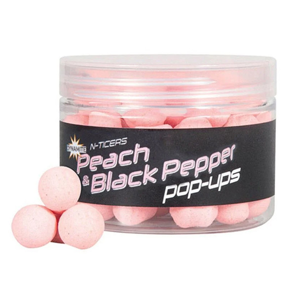 Бойлы Dynamite Baits Pop-Up N-Ticers Peach & Black Pepper 12mm