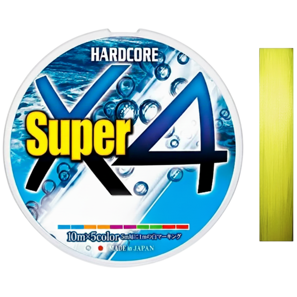 Cord Duel Hardcore Super X4 200m Hi-Vis Yellow 9.0kg 0.19mm #1.2