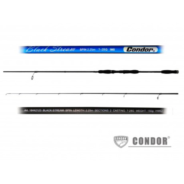 Спінінг штекерний Condor Black Stream, 2,25м, 7-28g карбон М8