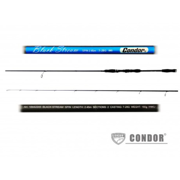 Condor Black Stream plug-in spinning rod, 2.45, 7-28g, M8 carbon