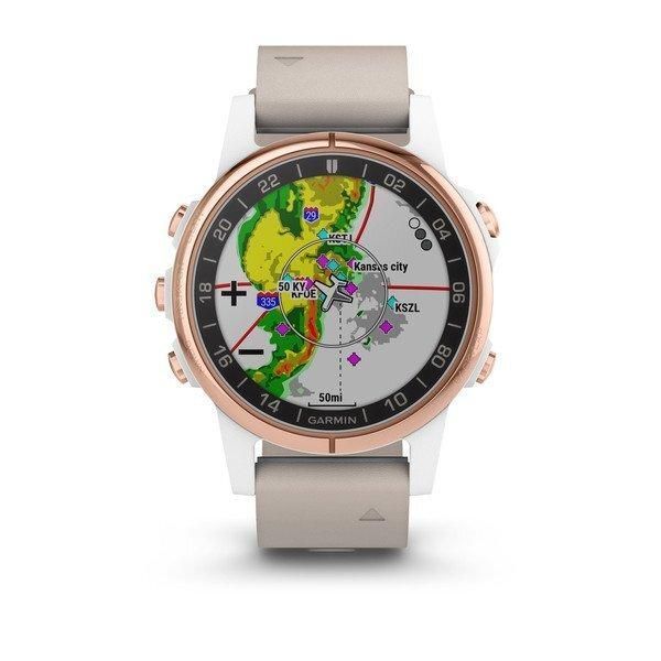 Авіаційний смарт-годинник Garmin D2 Delta S Rose Gold з бежевим шкіряним ремінцем та білим силіконовим ремінцем