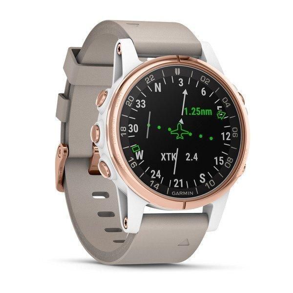 Авіаційний смарт-годинник Garmin D2 Delta S Rose Gold з бежевим шкіряним ремінцем та білим силіконовим ремінцем