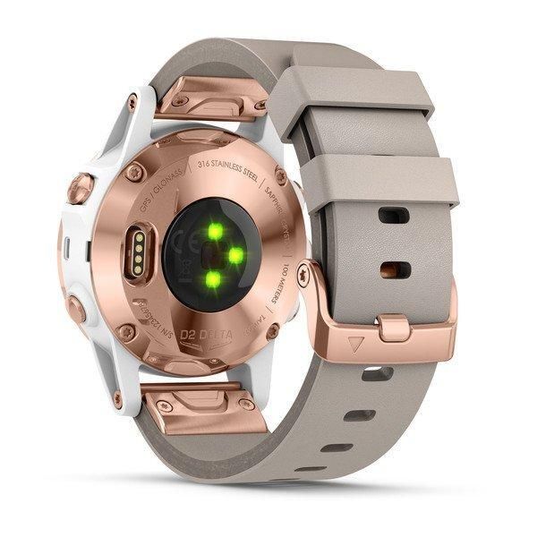 Авіаційний смарт-годинник Garmin D2 Delta S Rose Gold з бежевим шкіряним ремінцем та білим силіконовим ремінцем