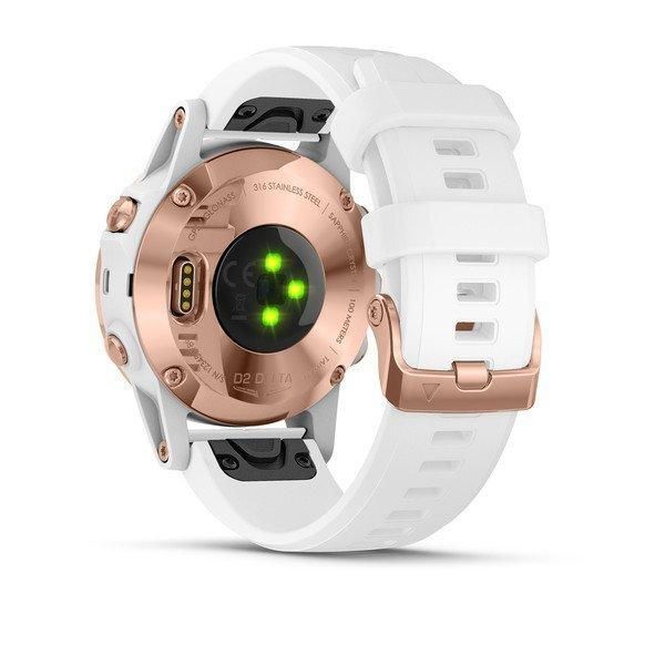 Авіаційний смарт-годинник Garmin D2 Delta S Rose Gold з бежевим шкіряним ремінцем та білим силіконовим ремінцем
