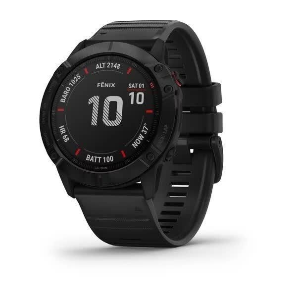 Garmin Fenix ​​6X Pro smartwatch in black with a black strap