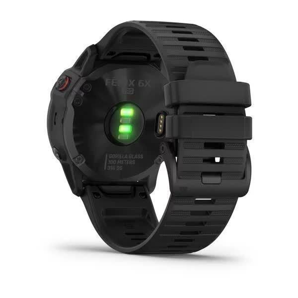 Garmin Fenix ​​6X Pro smartwatch in black with a black strap