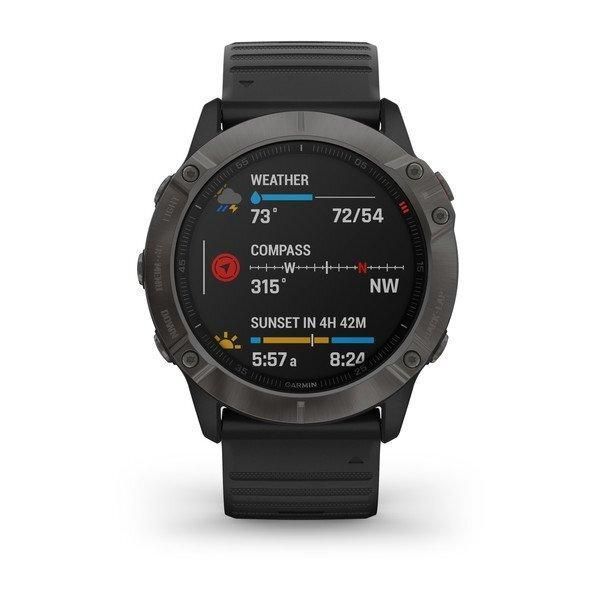 Смарт-годинник Garmin Fenix ​​6X Sapphire Carbon Grey DLC з чорним ремінцем