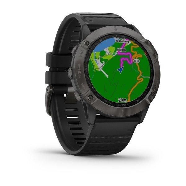 Смарт-годинник Garmin Fenix ​​6X Sapphire Carbon Grey DLC з чорним ремінцем