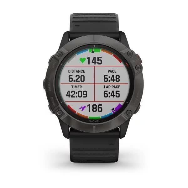 Смарт-часы Garmin Fenix 6X Pro Solar серые титановые DLC с черным ремешком