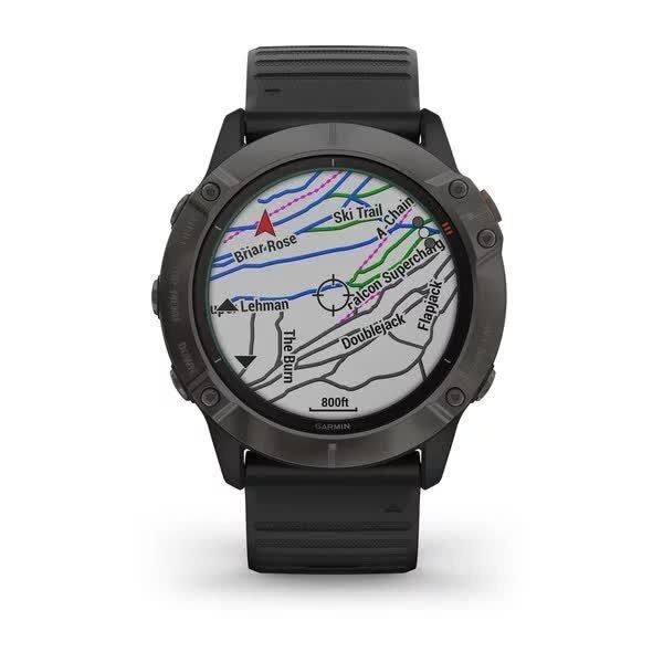 Смарт-часы Garmin Fenix 6X Pro Solar серые титановые DLC с черным ремешком