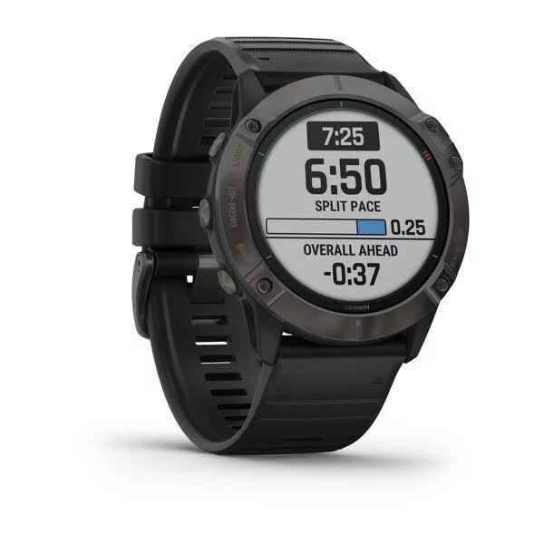 Смарт-часы Garmin Fenix 6X Pro Solar серые титановые DLC с черным ремешком