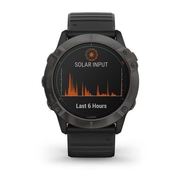 Смарт-часы Garmin Fenix 6X Pro Solar серые титановые DLC с черным ремешком