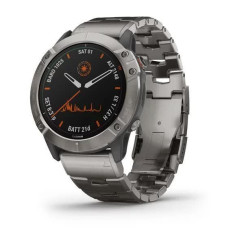 Garmin Fenix ​​6X Pro Solar Smartwatch in Titanium Silver with a Titanium Strap