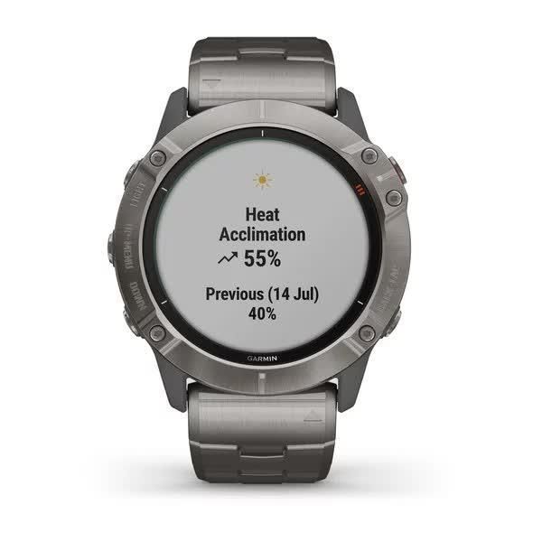 Garmin Fenix ​​6X Pro Solar Smartwatch in Titanium Silver with a Titanium Strap