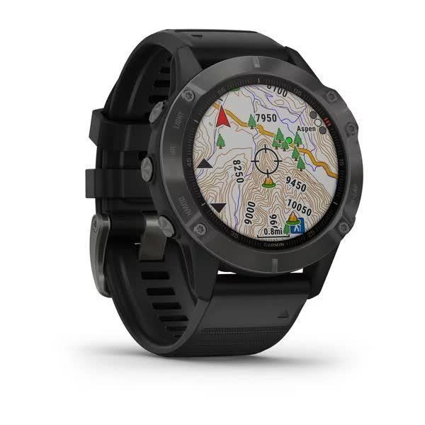 Garmin Fenix ​​6 Sapphire Smartwatch, Gray DLC Coating, with Black Strap