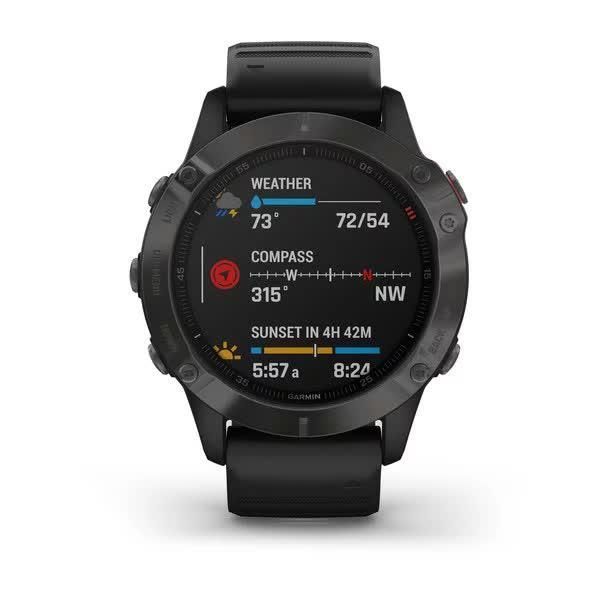 Garmin Fenix ​​6 Sapphire Smartwatch, Gray DLC Coating, with Black Strap