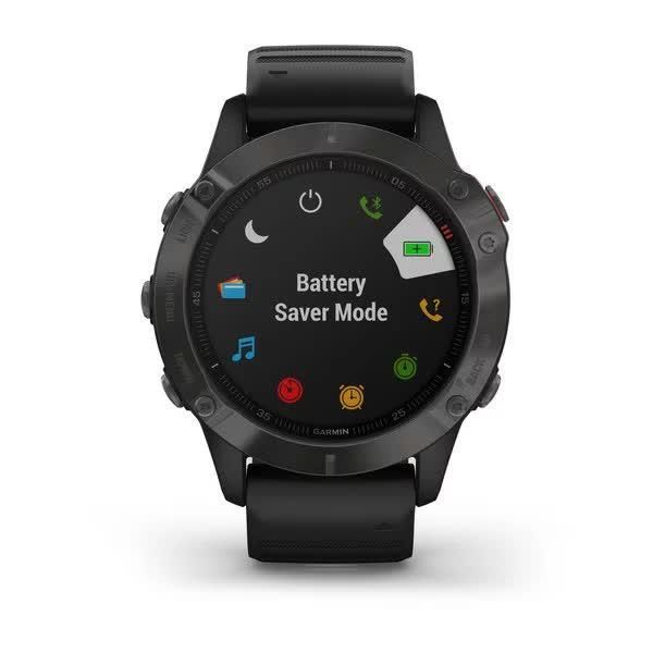 Garmin Fenix ​​6 Sapphire Smartwatch, Gray DLC Coating, with Black Strap