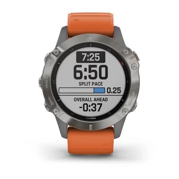 Garmin Fenix ​​6 Sapphire Titanium Smartwatch with Orange Band