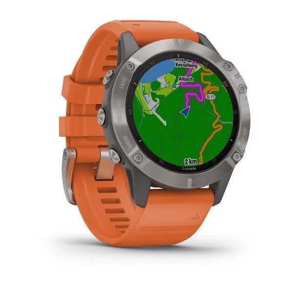 Garmin Fenix ​​6 Sapphire Titanium Smartwatch with Orange Band
