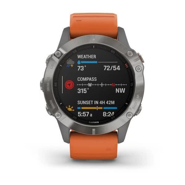 Garmin Fenix ​​6 Sapphire Titanium Smartwatch with Orange Band