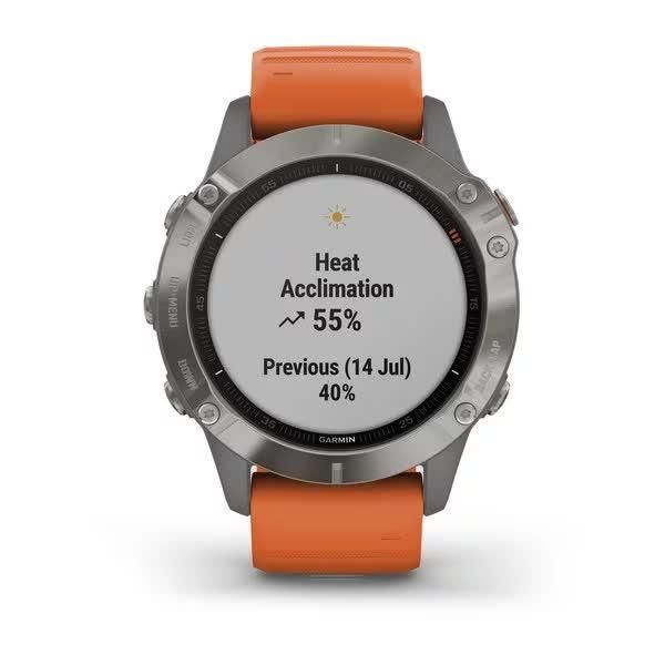 Garmin Fenix ​​6 Sapphire Titanium Smartwatch with Orange Band