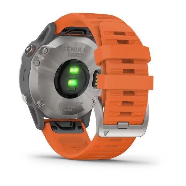 Garmin Fenix ​​6 Sapphire Titanium Smartwatch with Orange Band