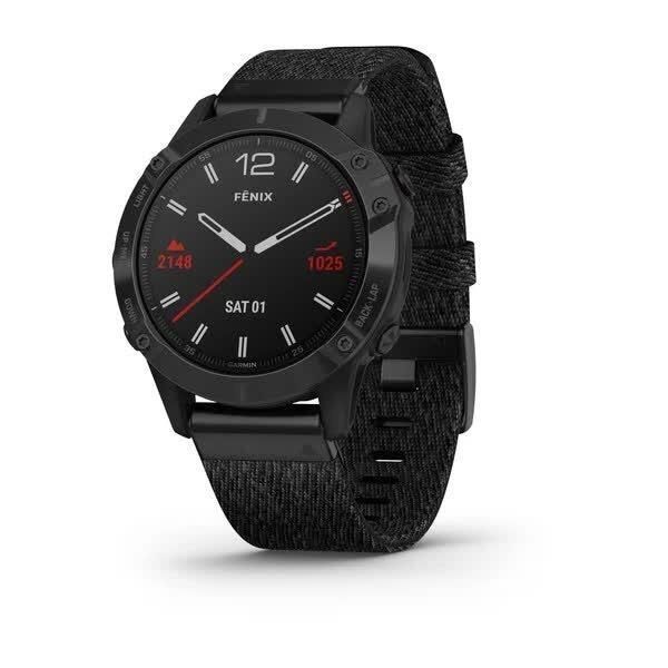 Смарт-годинник Garmin Fenix ​​6 Sapphire, чорне покриття DLC, з чорним плетеним ремінцем