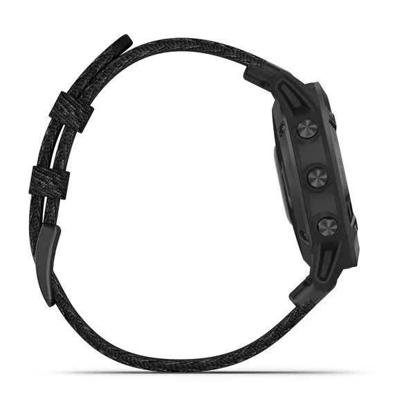 Смарт-годинник Garmin Fenix ​​6 Sapphire, чорне покриття DLC, з чорним плетеним ремінцем