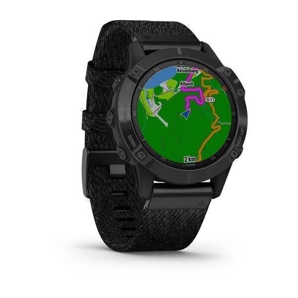Смарт-годинник Garmin Fenix ​​6 Sapphire, чорне покриття DLC, з чорним плетеним ремінцем