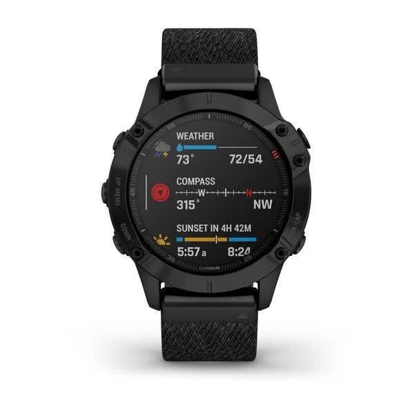 Смарт-годинник Garmin Fenix ​​6 Sapphire, чорне покриття DLC, з чорним плетеним ремінцем