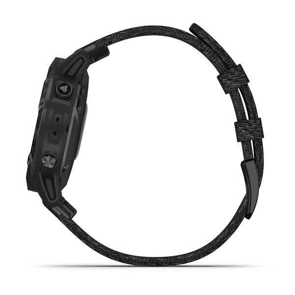 Смарт-годинник Garmin Fenix ​​6 Sapphire, чорне покриття DLC, з чорним плетеним ремінцем
