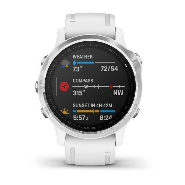 Смарт-часы Garmin Fenix 6S серебристые с белым ремешком