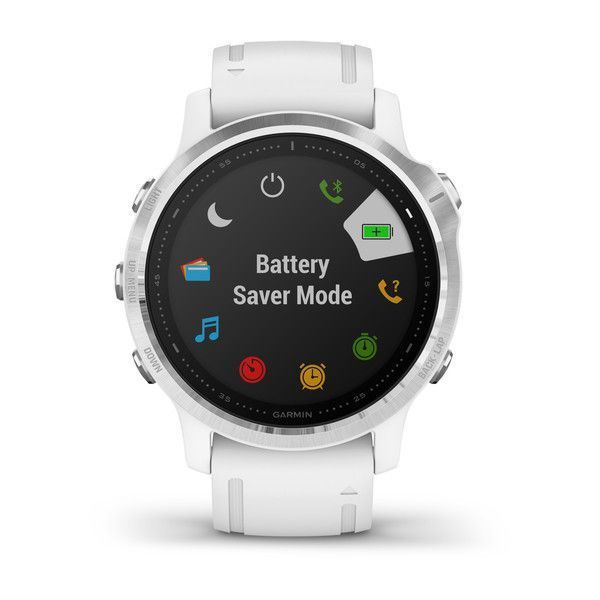 Смарт-часы Garmin Fenix 6S серебристые с белым ремешком