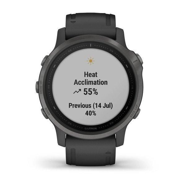 Смарт-часы Garmin Fenix 6S Sapphire серые с DLC-покрытием и с черным ремешком
