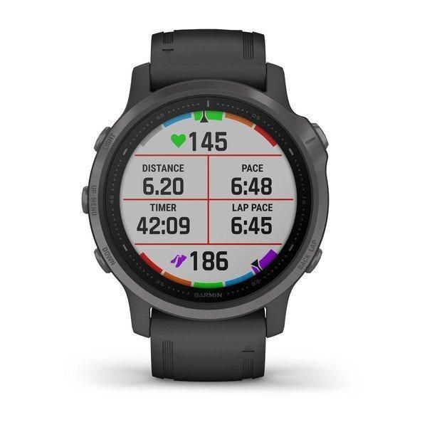 Смарт-часы Garmin Fenix 6S Sapphire серые с DLC-покрытием и с черным ремешком