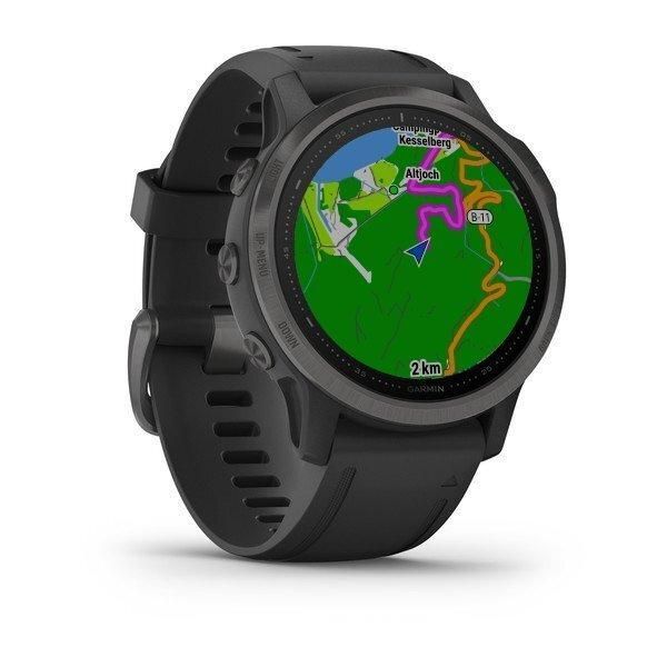 Смарт-часы Garmin Fenix 6S Sapphire серые с DLC-покрытием и с черным ремешком