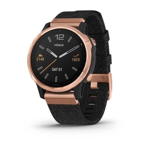 Garmin Fenix ​​6S Sapphire Smartwatch in Rose Gold with a Black Braided Strap
