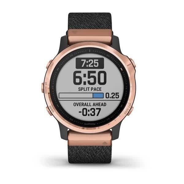 Garmin Fenix ​​6S Sapphire Smartwatch in Rose Gold with a Black Braided Strap
