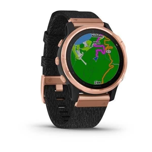 Garmin Fenix ​​6S Sapphire Smartwatch in Rose Gold with a Black Braided Strap