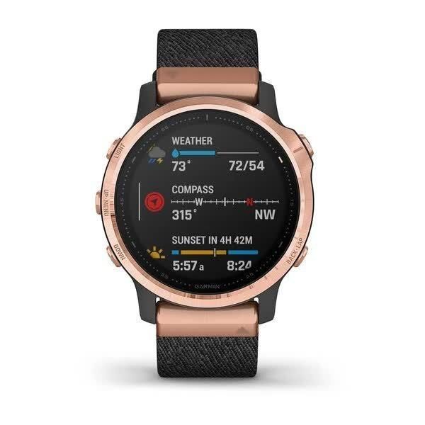 Garmin Fenix ​​6S Sapphire Smartwatch in Rose Gold with a Black Braided Strap