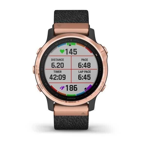 Garmin Fenix ​​6S Sapphire Smartwatch in Rose Gold with a Black Braided Strap