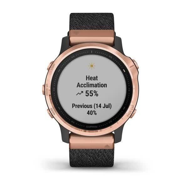 Garmin Fenix ​​6S Sapphire Smartwatch in Rose Gold with a Black Braided Strap