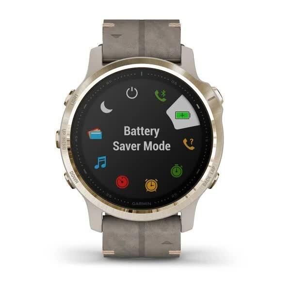 Garmin Fenix ​​6S Sapphire Smartwatch in Gold with a Gray Leather Band