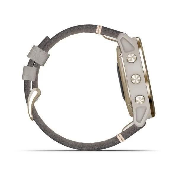 Garmin Fenix ​​6S Sapphire Smartwatch in Gold with a Gray Leather Band