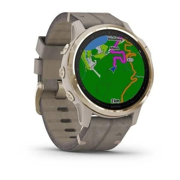 Garmin Fenix ​​6S Sapphire Smartwatch in Gold with a Gray Leather Band