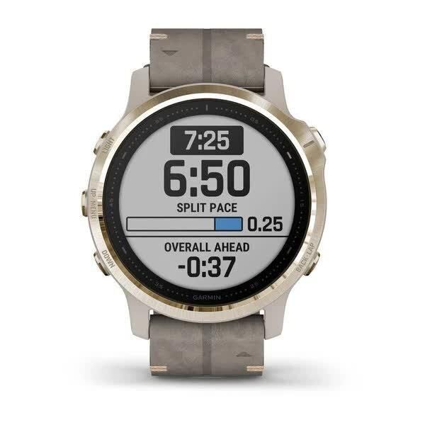 Garmin Fenix ​​6S Sapphire Smartwatch in Gold with a Gray Leather Band