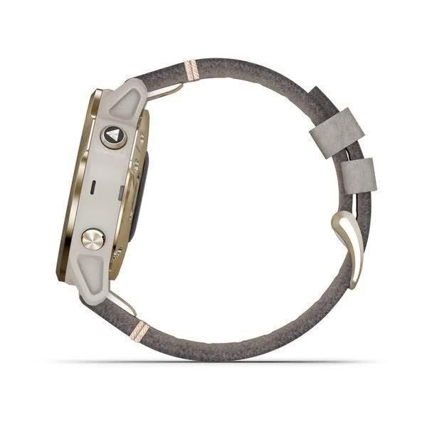 Garmin Fenix ​​6S Sapphire Smartwatch in Gold with a Gray Leather Band