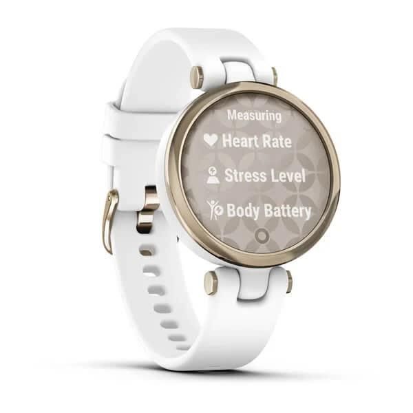 Смарт-годинник Garmin Lily Sport Cream Gold з білим корпусом та силіконовим ремінцем