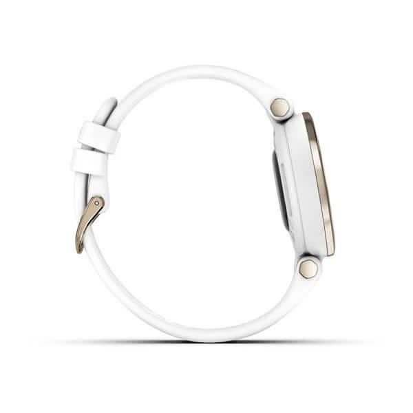 Смарт-годинник Garmin Lily Sport Cream Gold з білим корпусом та силіконовим ремінцем